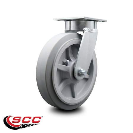 Service Caster 8 Inch Kingpinless Thermoplastic Rubber Wheel Swivel Top Plate Caster SCC SCC-KP30S820-TPRRF